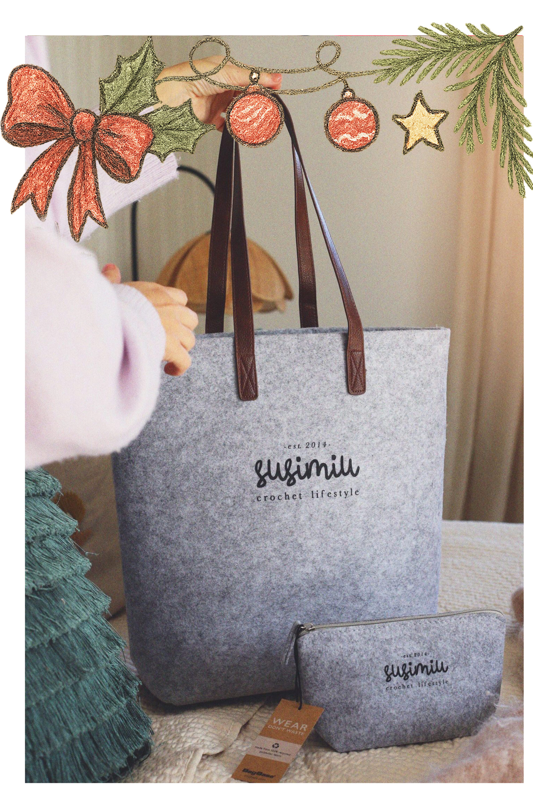Kit Tote Bag + Neceser Fieltro Edición Especial 10 Años Susimiu. EST 2014. Crochet Lifestyle